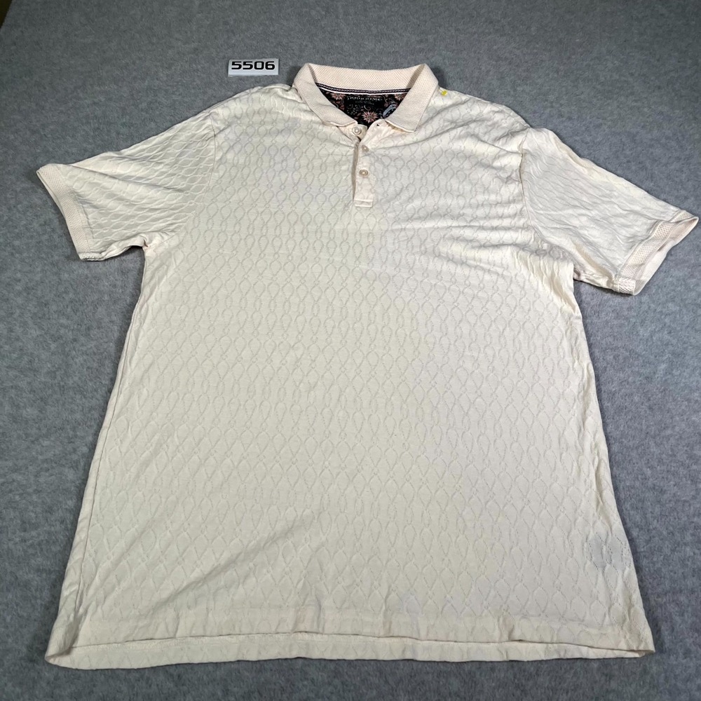 Eighth Avenue New York Polo Shirt Mens XL Beige Mesh Textured Short Sleeve Golf